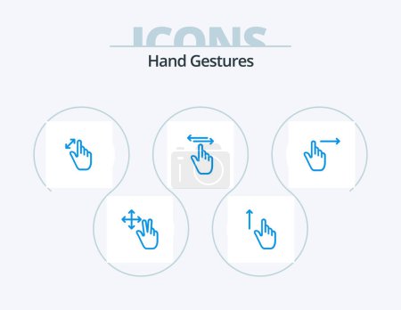 Téléchargez les illustrations : Hand Gestures Blue Icon Pack 5 Icon Design. right. hand. expand. gestures. touch - en licence libre de droit