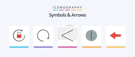 Ilustración de Símbolos y flechas planas paquete de 5 iconos incluido. anterior. flecha. Diseño de iconos creativos - Imagen libre de derechos