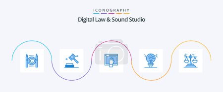 Ilustración de Digital Law And Sound Studio Blue 5 Icon Pack Including idea. fail. access. copycat. open - Imagen libre de derechos