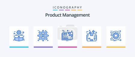 Illustration for Product Management Blue 5 Icon Pack Including logistics. box. preferences. edit. gear. Creative Icons Design - Royalty Free Image