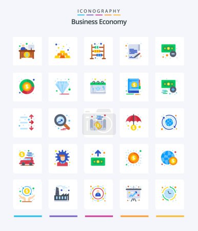 Téléchargez les illustrations : Creative Economy 25 Flat icon pack  Such As finance. business. abacus. money. document - en licence libre de droit