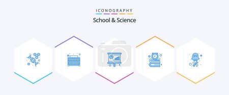 Illustration for School And Science 25 Blue icon pack including death. time. conference. school. books - Royalty Free Image