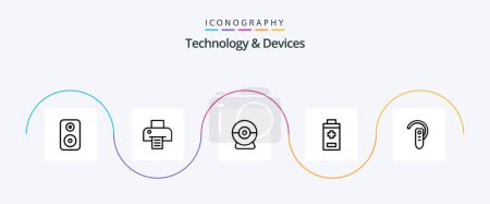 Illustration for Devices Line 5 Icon Pack Including . headphone. security. ear. accessory - Royalty Free Image