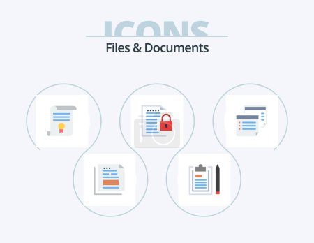Illustration for Files And Documents Flat Icon Pack 5 Icon Design. file. data. notepad. education. diploma - Royalty Free Image