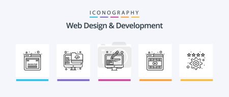 Ilustración de Web Design And Development Line 5 Icon Pack Including archive. you tuber. archive. web. folder. Creative Icons Design - Imagen libre de derechos