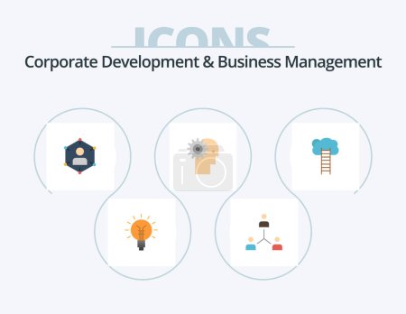Ilustración de Desarrollo corporativo y gestión empresarial Flat Icon Pack 5 Icon Design. personal. red. cooperación. comunicación. equipo - Imagen libre de derechos