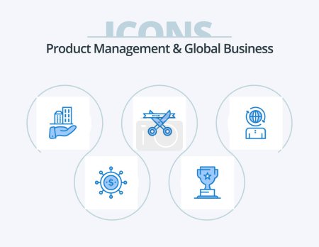 Téléchargez les illustrations : Product Managment And Global Business Blue Icon Pack 5 Icon Design. global. opening. architecture. modern. business - en licence libre de droit
