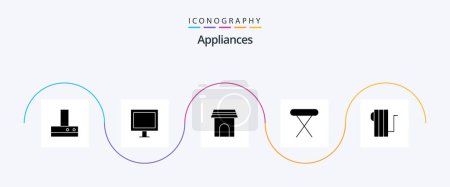 Illustration for Appliances Glyph 5 Icon Pack Including electric. table. appliance. iron. appliances - Royalty Free Image