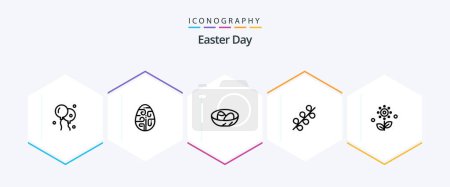 Illustration for Easter 25 Line icon pack including flower. holiday. bowl. easter. nest - Royalty Free Image