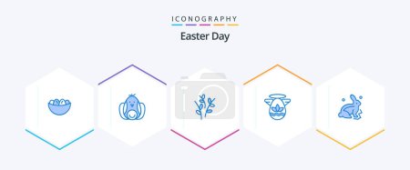Ilustración de Pascua 25 Paquete icono azul incluyendo conejito. Pascua. Pascua. celebración. naturaleza - Imagen libre de derechos