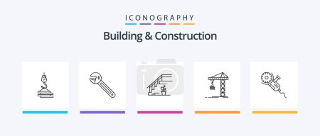 Ilustración de Building And Construction Line 5 Icon Pack Including bade. saw. spanner. blade. power. Creative Icons Design - Imagen libre de derechos