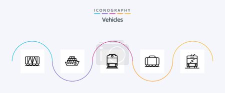 Ilustración de Vehicles Line 5 Icon Pack Including . railroad. trolley - Imagen libre de derechos