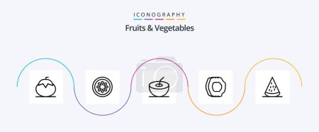 Téléchargez les illustrations : Fruits et légumes Ligne 5 Icône Pack Y compris la nourriture. fruits. Légumes. fruits. jus d'abricot - en licence libre de droit