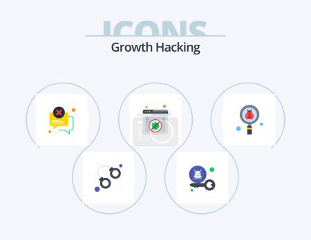 Illustration for Hacking Flat Icon Pack 5 Icon Design. bug. web. security. non secure. message - Royalty Free Image
