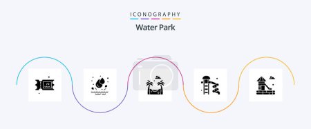 Téléchargez les illustrations : Water Park Glyph 5 Icon Pack Including . park. garden. water. park - en licence libre de droit