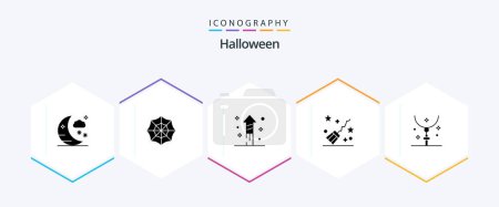 Illustration for Halloween 25 Glyph icon pack including necklace. halloween. holiday. easter. witchcraft - Royalty Free Image