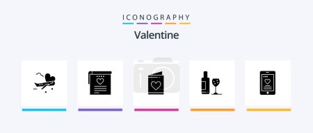 Ilustración de Valentine Glyph 5 Icon Pack Including love. love. file. day. valentine. Creative Icons Design - Imagen libre de derechos