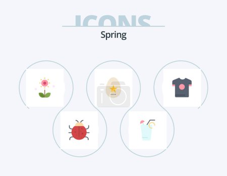 Illustration for Spring Flat Icon Pack 5 Icon Design. spring. easter. spring. egg. nature - Royalty Free Image