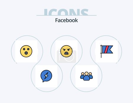 Illustration for Facebook Line Filled Icon Pack 5 Icon Design. heart. team. golf. users. friends - Royalty Free Image