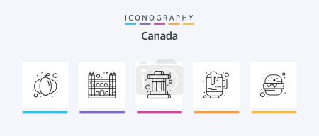 Illustration for Canada Line 5 Icon Pack Including invitation. notre. snowy. dame. cartoony. Creative Icons Design - Royalty Free Image
