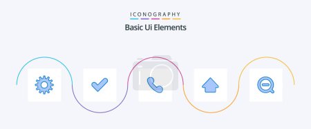 Téléchargez les illustrations : Basic Ui Elements Blue 5 Icon Pack Including delete. less. mobile. search. up - en licence libre de droit