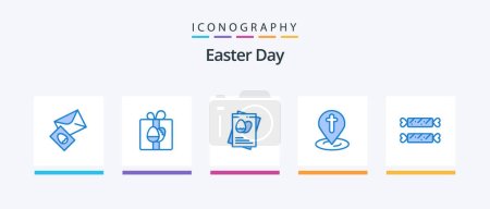 Illustration for Easter Blue 5 Icon Pack Including candy. pin. passpoet. easter. location. Creative Icons Design - Royalty Free Image