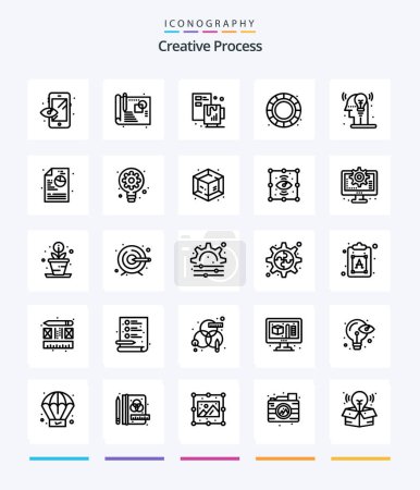 Illustration for Creative Creative Process 25 OutLine icon pack  Such As creative. man. coffee. process. process - Royalty Free Image