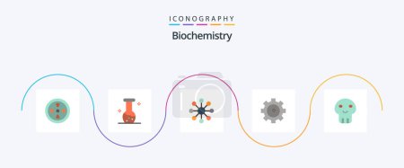 Téléchargez les illustrations : Biochemistry Flat 5 Icon Pack Including death. danger. biology. biochemistry. setting lab - en licence libre de droit