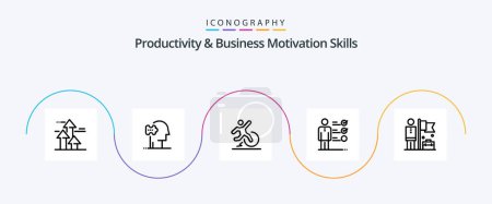 Téléchargez les illustrations : Productivity And Business Motivation Skills Line 5 Icon Pack Including professional ability. skills. solutions. professional skills. escape - en licence libre de droit