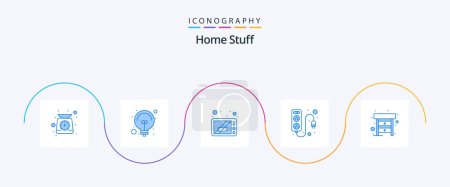 Illustration for Home Stuff Blue 5 Icon Pack Including drawer. plug. electronics. electric. board - Royalty Free Image