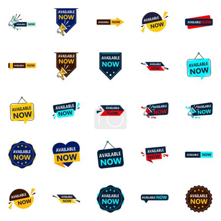 Téléchargez les illustrations : Create a Cohesive Brand Identity with Available Now 25 Vector Banners Pack - en licence libre de droit