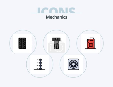 Illustration for Mechanics Line Filled Icon Pack 5 Icon Design. . wheel. . tires - Royalty Free Image