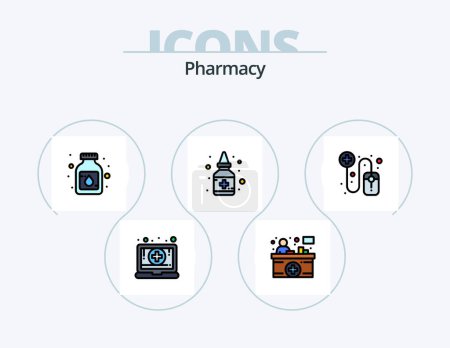 Illustration for Pharmacy Line Filled Icon Pack 5 Icon Design. measuring. cure. liquid. pharmacy. medicine - Royalty Free Image