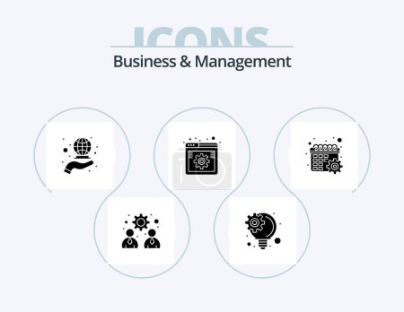 Illustration for Business And Management Glyph Icon Pack 5 Icon Design. gear. web. global. settings. online - Royalty Free Image