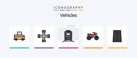 Ilustración de Vehicles Line Filled 5 Icon Pack Including creative. bridge. rural. vehicles. traffic. Creative Icons Design - Imagen libre de derechos
