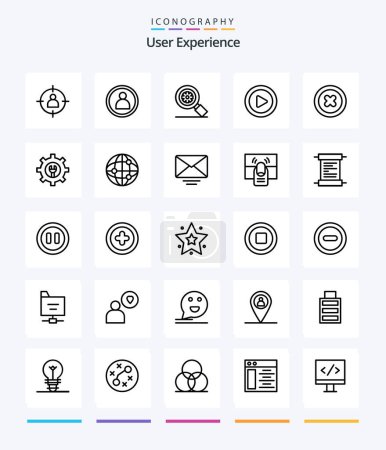 Illustration for Creative User Experience 25 OutLine icon pack  Such As play . . person . setting. search - Royalty Free Image