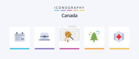 Téléchargez les illustrations : Canada Flat 5 Icon Pack Including leaf. autumn. healthy. flag. weald. Creative Icons Design - en licence libre de droit