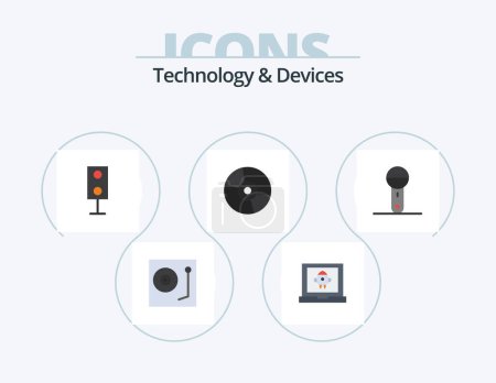 Téléchargez les illustrations : Devices Flat Icon Pack 5 Icon Design. products. disc. rocket. devices. speaker - en licence libre de droit