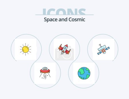 Illustration for Space Line Filled Icon Pack 5 Icon Design. antenna. signal. molecule. space. antenna - Royalty Free Image