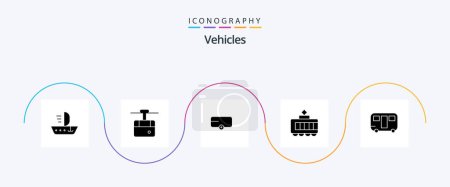Illustration for Vehicles Glyph 5 Icon Pack Including wagon. trailer. farmer. caravan. tramway - Royalty Free Image