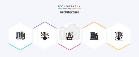Illustration for Architecture 25 FilledLine icon pack including idea. skyscraper. architect. company. tool - Royalty Free Image
