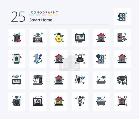 Ilustración de Smart Home 25 Line Filled icon pack including control. monitor growth. internet. growth. farming - Imagen libre de derechos