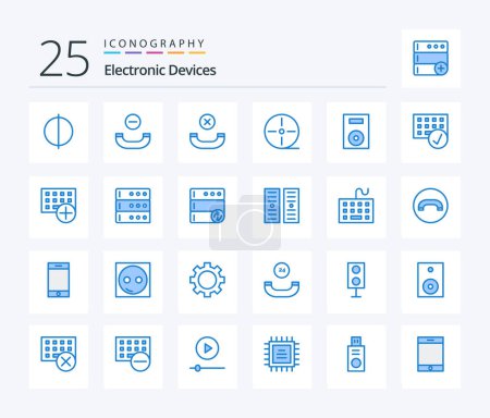 Ilustración de Devices 25 Blue Color icon pack including devices. computers. gadgets. turntable. products - Imagen libre de derechos