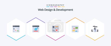 Illustration for Web Design And Development 25 Flat icon pack including design. mouse. design. designer. chat - Royalty Free Image