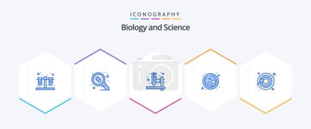 Illustration for Biology 25 Blue icon pack including . reproduction. herbal test. cells. science - Royalty Free Image