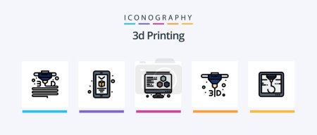 Ilustración de 3d Printing Line Filled 5 Icon Pack Including hock. 3d. equipment. printing. box. Creative Icons Design - Imagen libre de derechos