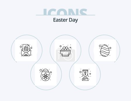Illustration for Easter Line Icon Pack 5 Icon Design. insect. reward. easter. goblet. paper - Royalty Free Image