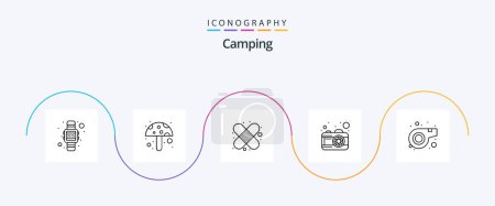 Ilustración de Camping Line 5 Icon Pack Incluyendo. Silbato. vendaje. Deporte. imagen - Imagen libre de derechos