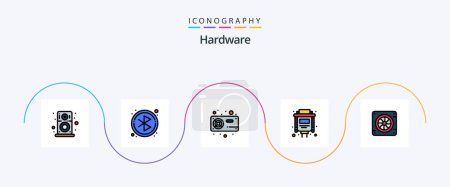Illustration for Hardware Line Filled Flat 5 Icon Pack Including fan. computer. fan. vga. cable - Royalty Free Image