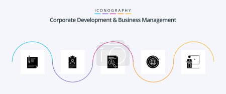 Illustration for Corporate Development And Business Management Glyph 5 Icon Pack Including staff. cv. application. curriculum. application - Royalty Free Image